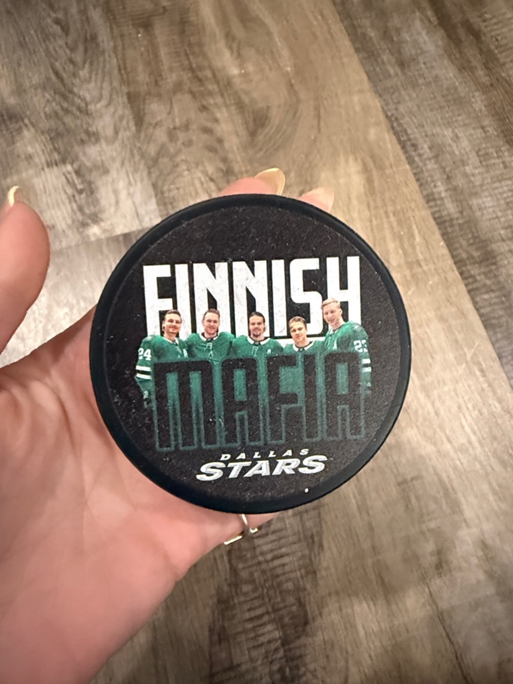 NHL Black & Green Dallas Stars "Finnish Mafia" Hockey Puck